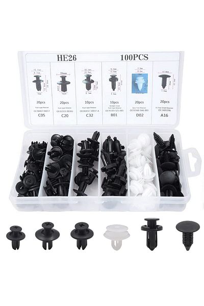 GENERAL Car Retainer Clips Kit, Plastic Nylon Fasteners with 100 Pieces
