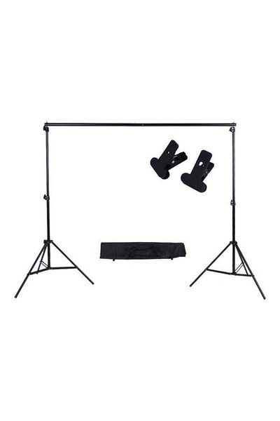 COOYA Adjustable Background Support Stand Photo Backdrop Crossbar Kit with Two Clamps (Black)