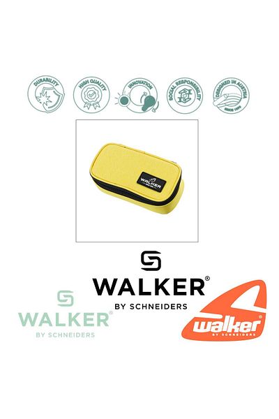 walker Pencil Case Lifestyle Model, Oval, Unequipped, 21 X 10 X 6 Cm, With Zipper, Yellow