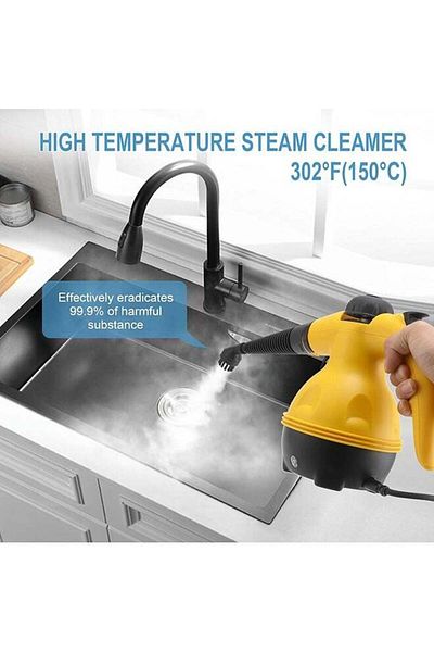 COOYA Portable Household Kitchen Steam Cleaner with Safety Lock & 9 Accessory Kit (Yellow)