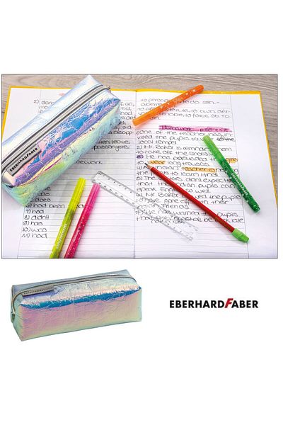Eberhard Faber Eberhard Faber pencil case Flip Flop Glitter model, tubular, unequipped, 21 x 8 x 8 cm, zipper, silver