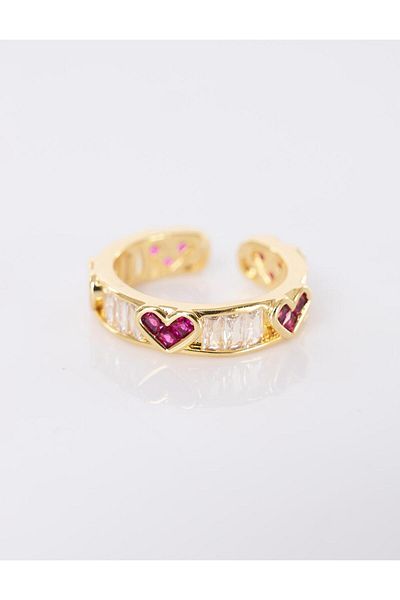 Kayra Pink Heart Ring Gold