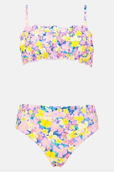 Anne Cole Women 2Pcs Floral Padded Bikini Set, Pink Combo