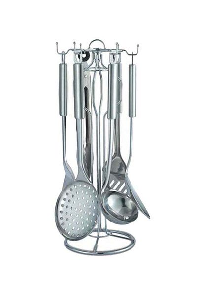 Generic HATCHEN 6-Piece Cooking Tool Set With Stand Silver
