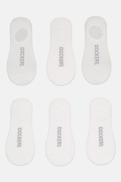 Dockers Men 6 Pairs Brand Logo Ankle Socks, White