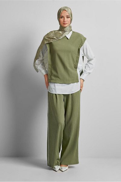 Alvina Shirt Collar Pants Suit 45754