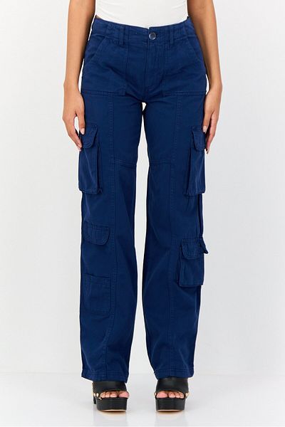 Don't Call Me Jennyfer Women Regular Fit Solid Cargo Pants, Slate Blue