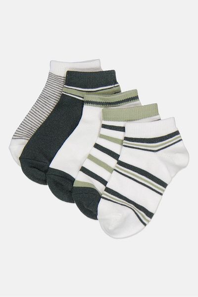 MUDD Kids Boy 5 Pairs Stripe Ankle Socks, Multicolor