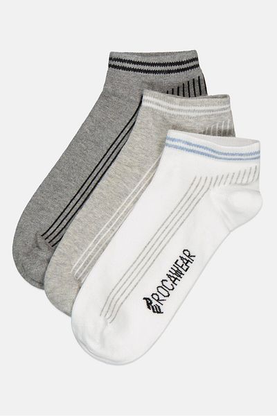 Rocawear Men 3 Pairs Brand Logo Ankle Socks, Multicolor