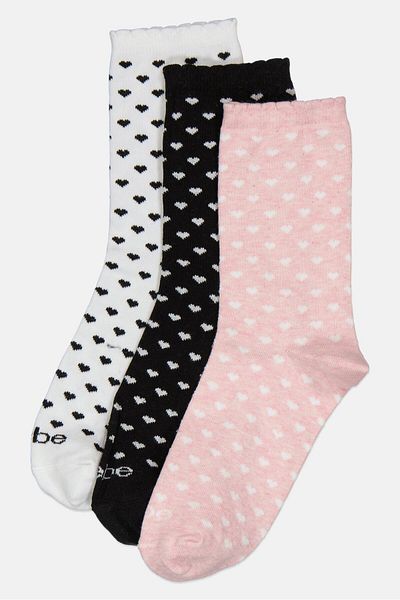 Bebe Women 3 Pairs Allover Print Long Socks, Multicolor