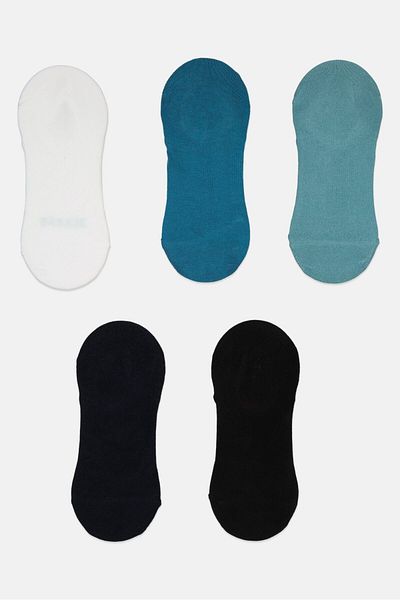 RBX Women 5 Pair Brand Logo Invisible Socks, Multicolor