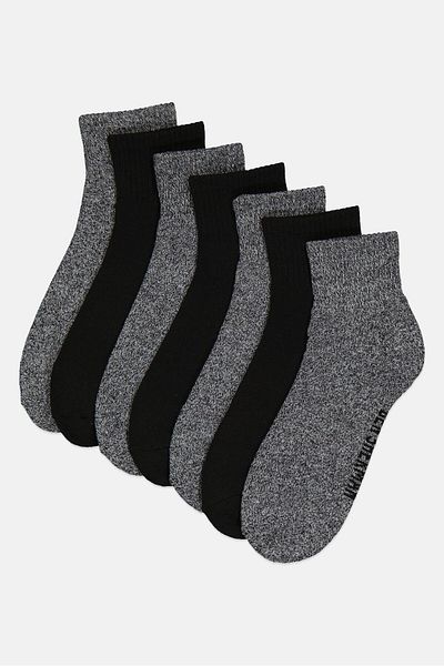 Ben Sherman Men 7 Pairs Brand Logo Quarter Cut Socks, Multicolor