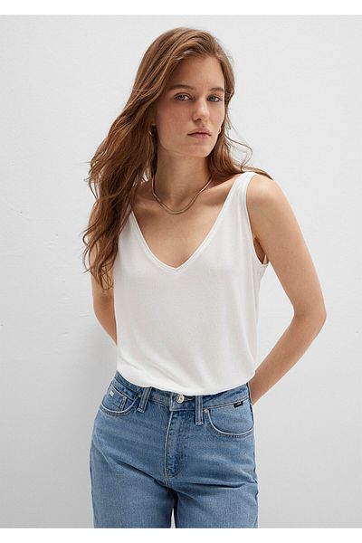 Mavi Lace Detailed Tencel Tm White Modal Tank Top Slim Fit / Slim Fit 1613215-70057