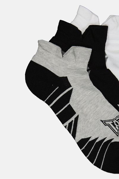 Tapout Men 3 Pair Brand Logo Ankle Socks, Multicolor