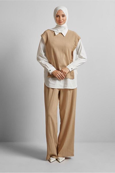 Alvina Shirt Collar Pants Suit 45754