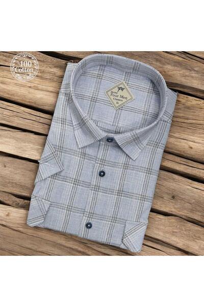 EREN STYLE Κλασικό λινό 100% βαμβακερό κοντομάνικο μπλουζάκι με δύο τσέπες κα...