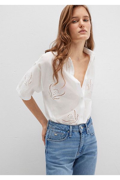 Mavi Brode Detailed White Shirt Loose Fit / Loose Relaxed Cut 1211186-70057