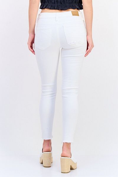 AMERICAN EAGLE Women Regular Fit Ripped Denim, White