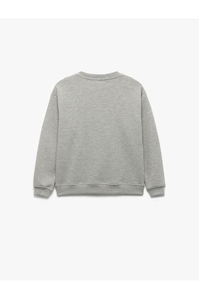 Koton Long Sleeve Crew Neck Oversize Sweatshirt with Embroidery Detail