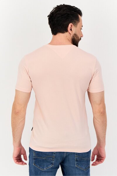 Vince Camuto Men Crew Neck Short Sleeves Plain T-Shirt, Peach