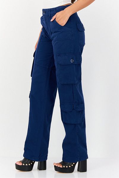 Don't Call Me Jennyfer Women Regular Fit Solid Cargo Pants, Slate Blue