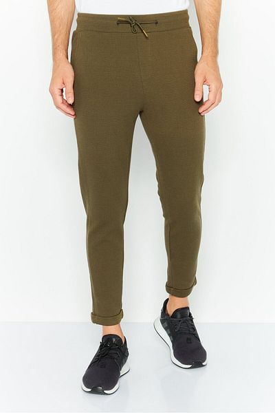 AMERICAN EAGLE Men Drawstring Plain Sweatpants, Brown