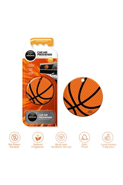 Generic Aroma Car Air Freshener Basketball Design Mukhalat Scent, Long Lasting & Easy to Use