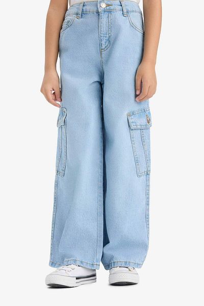 DeFacto Pantaloni de blugi cu picioare largi pentru fete E5879A825AU