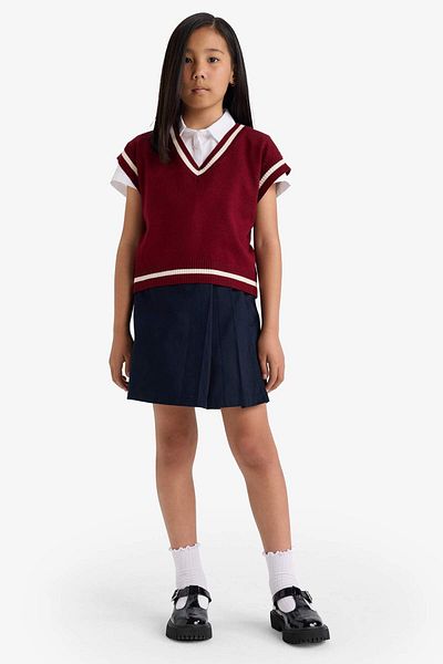 DeFacto Girl's Pleated Elastic Waist Gabardine Shorts Skirt F1418A825Au