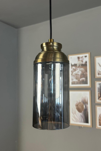 Bamyum Windy Cam Füme Tekli Avize Kum Saati Başlık Retro Sarkıt Lamba Salon Aydınlatma