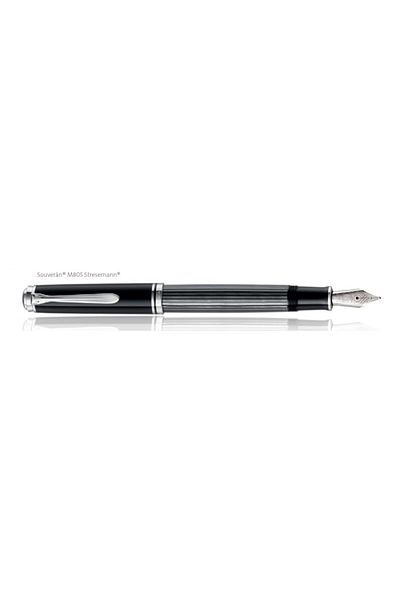 Pelikan Souveran M405 Stresemann Fountain Pen F, Resin, Color Anthracite, 14k Gold Nib, Palladium Plated