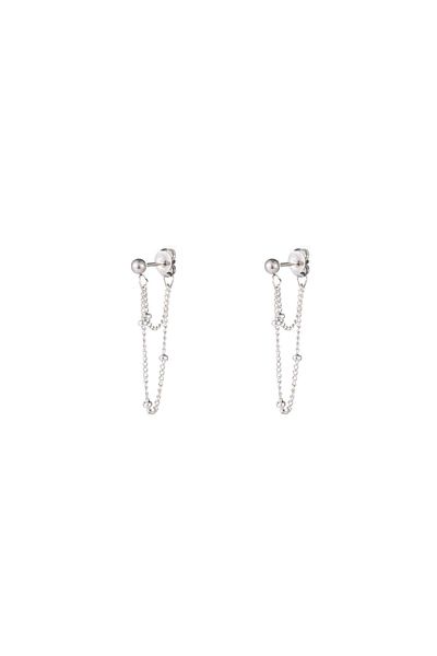 Go Dutch Label Beaded double line earrings (stainless silver)