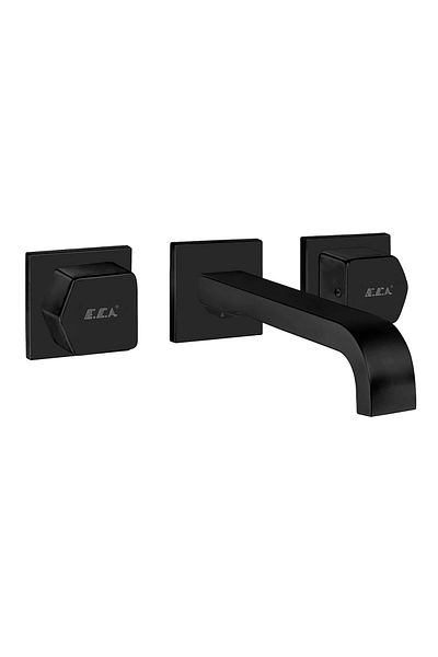 Eca Royal Built-In Sink Faucet Wall Mounted 3 Hole L Outlet End Matte Black