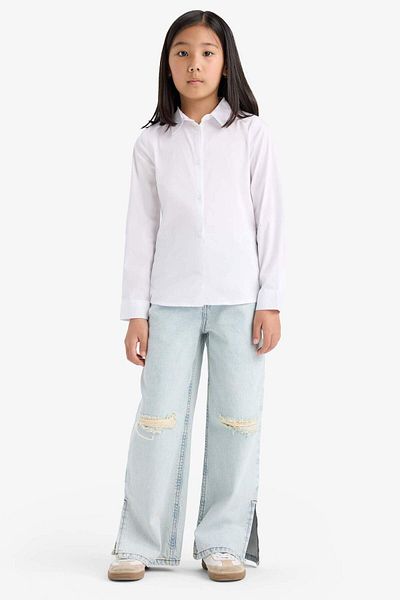 DeFacto Girls Slim Fit Slim Fit Bengalin Long Sleeve Shirt K9023A625Au