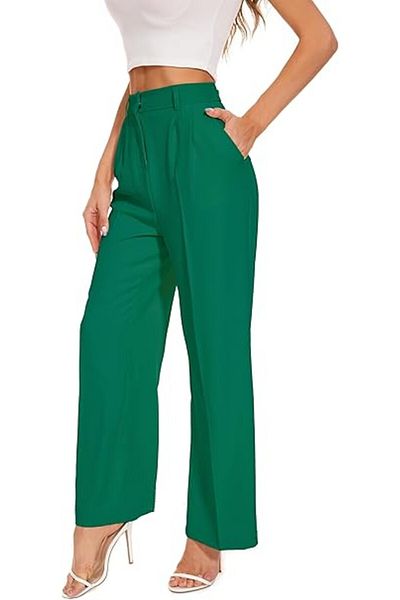 OEM Women Wide Leg Pants High Elastic Waisted Business Work Trousers Long Straight Pants