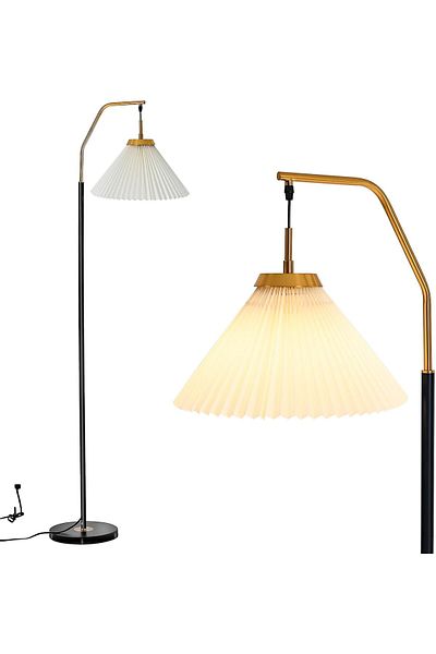 COOYA Arch Pleated Floor Lamp, Curved Floor Lamp, Modern Cantilever Reading LED Standing Light - Black