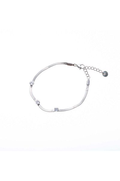 Go Dutch Label Shiny Stone Bracelet (Silver Stainless Steel)