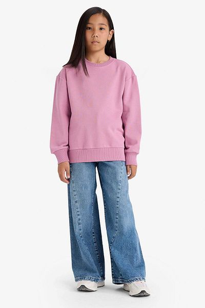 DeFacto Girl's Relax Fit Crew Neck Basic Plain Sweatshirt A2797A825Au