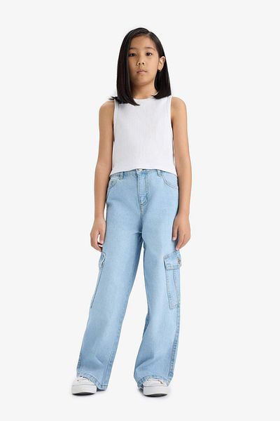 DeFacto Pantaloni de blugi cu picioare largi pentru fete E5879A825AU
