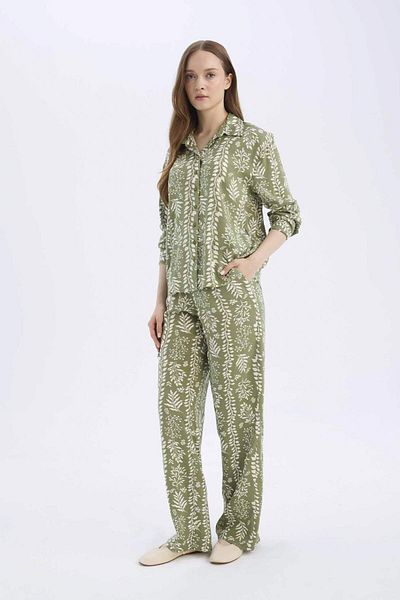 DeFacto Regular Fit Patterned Stretch Waist Straight Leg Pants D8844Ax25Sp