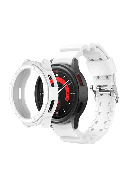 Choice Watch 6 Classic 47mm white Silicone Strap+Case for Samsung Galaxy Watch 6 Classic 43mm 47mm Sport Lo