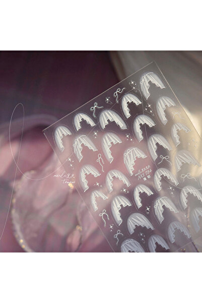 NAILFYOU MS784 تنورة فرنسية رومانسية بحافة مزينة بفيونكة، طرحة زفاف، هالة نجم...