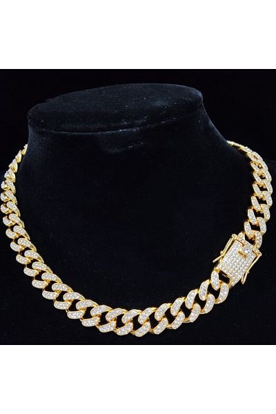 Choice 20inch(50cm) gold color Men Women Hip hop Iced Out Bling Chain Necklace 13mm width Miami Cuban Chain