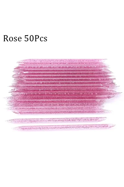 choice2 Rose 50Pcs 50/100Pcs Reusable Crystal Stick Double End Nail Art Cuticle Pusher Cuticle Remover Tool