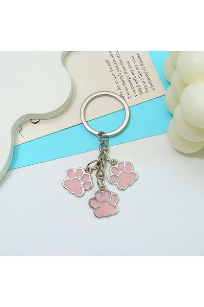 Choice Pink Cute Enamel Keychain Cat Dog Paw Key Ring Footprints Key Chains For Women Men Handbag Accessori