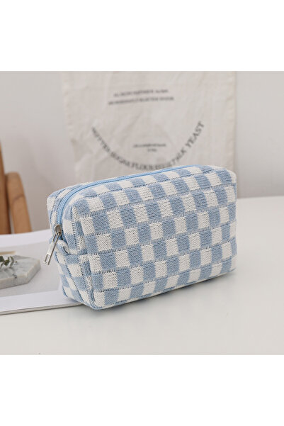 Choice حقيبة مستحضرات تجميل زرقاء حقيبة مكياج محمولة للسفر حقيبة أقلام رصاص ل...