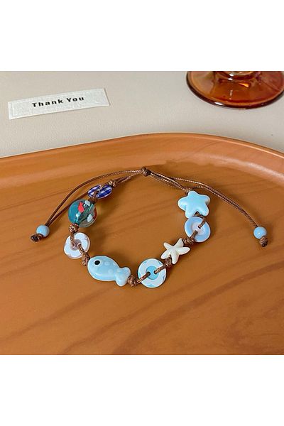 Choice 14cm Small Fish Style Summer Fresh Dopamine Color Beaded Cute Little Fish Bracelet with Adjustable L