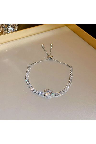 Choice silver color Korea Square Zircon Adjustable Bracelet for Female Simple Light Luxury Bracelets Person