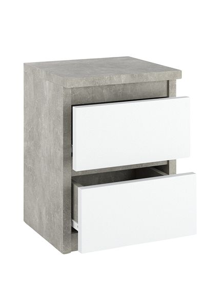 Meble Szafka Nocna 30 CM Beton Biały Mat Stolik Nocny Nakastlik Do Sypialni