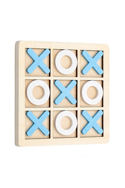 OEM Educational wooden game 'X and 0', board game for Family, 14 x 14 cm, JCR-Qblue